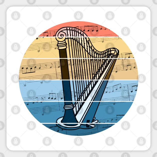 Harp Music Notation Harpist String Musician Magnet by doodlerob